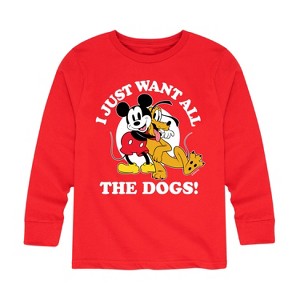 Boys' - Disney - Mickey Pluto Just Want All Dogs Long Sleeve Graphic T-Shirt - 1 of 4
