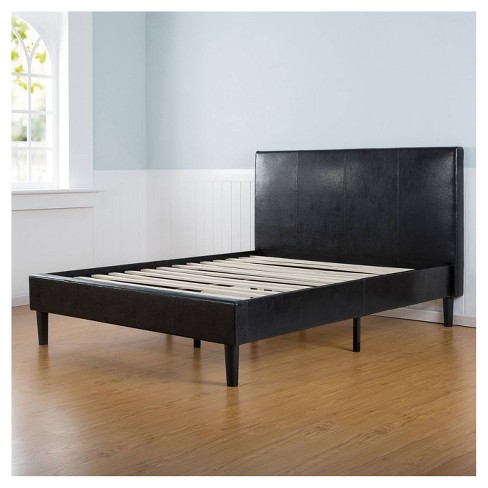 Platform Bed Faux Leather Dark Brown, Brown Leather Bed Frame King Size