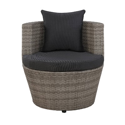 Gray All-Weather Wicker Outdoor Bistro Set with Cushions