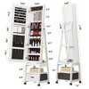 360° Swivel Jewelry Cabinet, 66'' Freestanding Jewelry Armoire With Bottom Drawer - 2 of 4