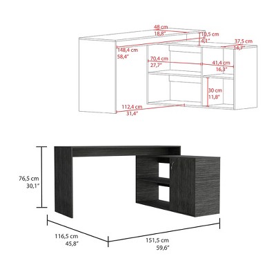 Vynxaria Modern Smokey Oak L-Shaped Desk Open Closed Storage Corner Design for Home Office Gaming Setups