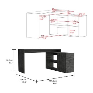 Vynxaria Modern Smokey Oak L-Shaped Desk Open Closed Storage Corner Design for Home Office Gaming Setups - 1 of 4