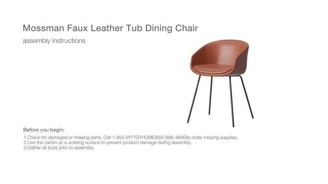 Mossman Faux Leather Tub Dining Chair Brown - Threshold&#8482;, 2 of 9, play video