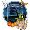 Men's Design By Humans Puppy Dog Witch Hat Halloween Ghost By Fractals Tank Top - 2 of 3