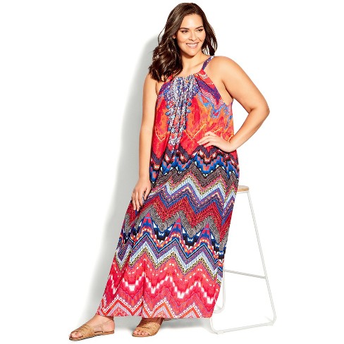 Avenue  Women's Plus Size Beauty Halter Maxi Dress - Red - 20w : Target