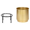 Kate and Laurel Ilena Round Metal Freestanding Planter, 2 Piece, Gold - 3 of 4