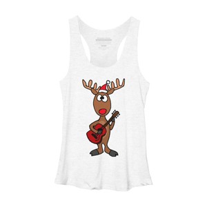 Women's Design By Humans Funny Cool Christmas Reindeer Playing the Guitar By SmileToday Racerback Tank Top - 1 of 3