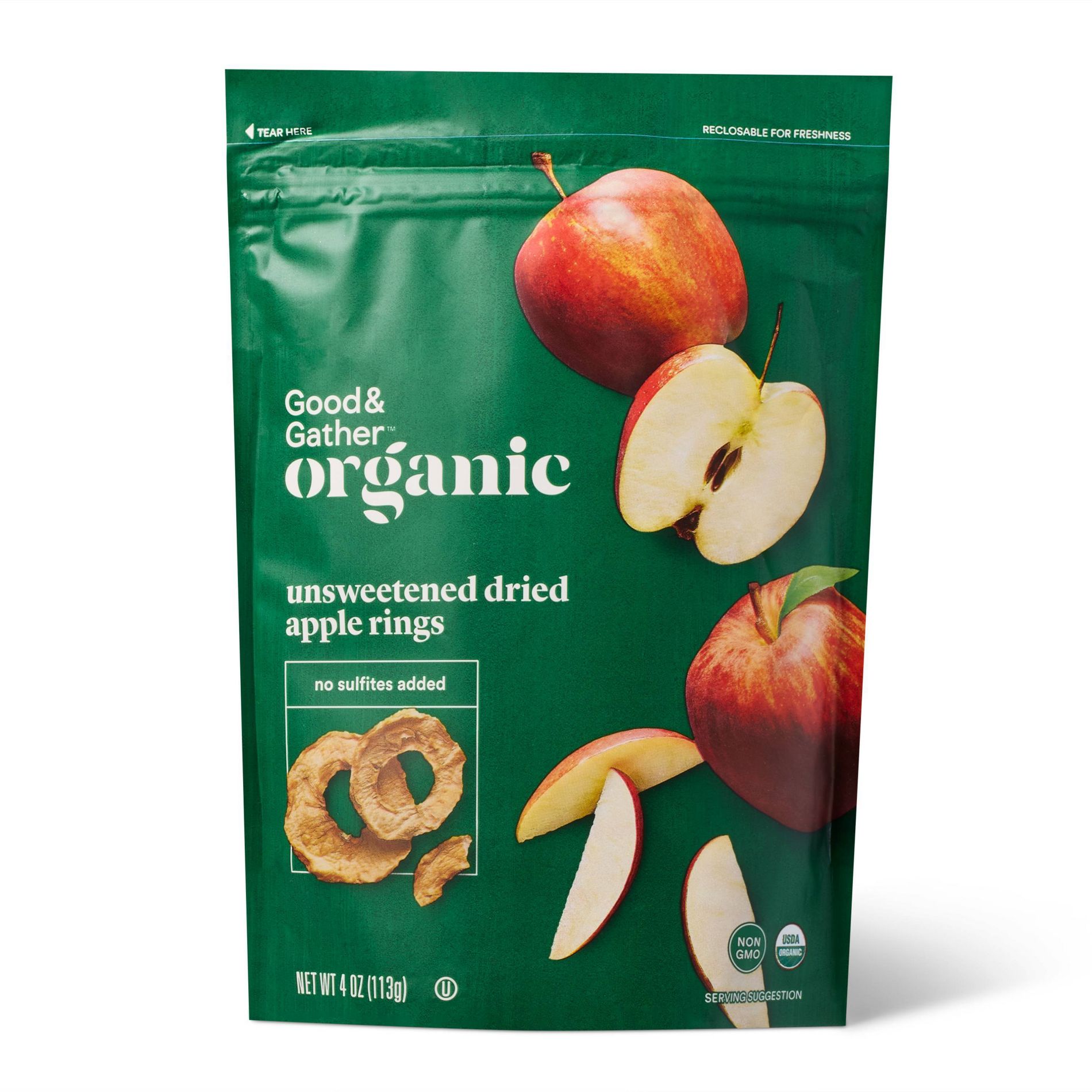 Organic Dried Unsweetened Apple Rings Snacks - 4oz - Good & Gather™