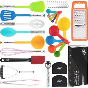 Kitchen Utensils Set 35 PCS Nonstick, heat-resistant nylon, stainless steel & silicone tools. Essential kitchen gadgets & apartment must-haves. - 1 of 4