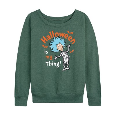 Women's - Dr. Seuss - Halloween Is My Thing Lightweight French Terry Wide Neck Long Sleeve Shirt