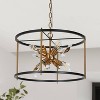 LNC Basia 3-Lights 17.7" Modern Drum Small Chandelier, Matte Black and Polished Gold, with Crystal - 2 of 4
