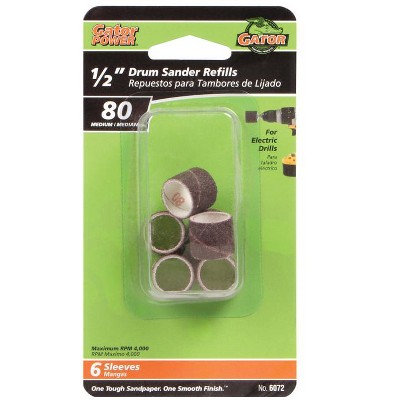 Gator 0.5 in. D X 1/2 in. L Aluminum Oxide Abrasive Sleeve Refill 80 Grit Medium 6 pc