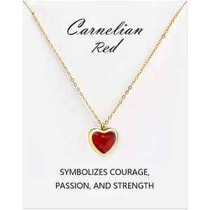 Women's Natural Carnelian Heart Pendant Necklace, Adjustable Stone Gift for Her | Anniversary Birthday Sentimental Jewelry - 1 of 4