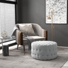 NicBex Modern 31.5" Round Ottoman Velvet Upholstered Footstools with Button Tufted for Bedroom and Living Room - 2 of 4