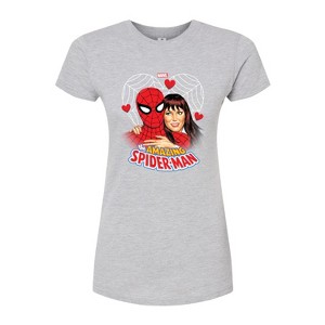 Women's - Marvel - Spider-man Mary Jane Heart Fitted Graphic T-Shirt - 1 of 3