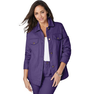 Jessica London Women's Plus Size Classic Cotton Denim Jacket