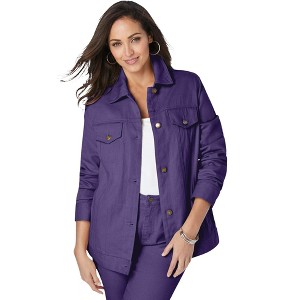 Jessica London Women's Plus Size Classic Cotton Denim Jacket - 1 of 4