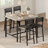 Nasitip 5-Piece Bar Table Set with 4 Upholstered Chairs, 400LB Capacity, Industrial H-Frame Design, Black/Brown/Gray - 3 of 4