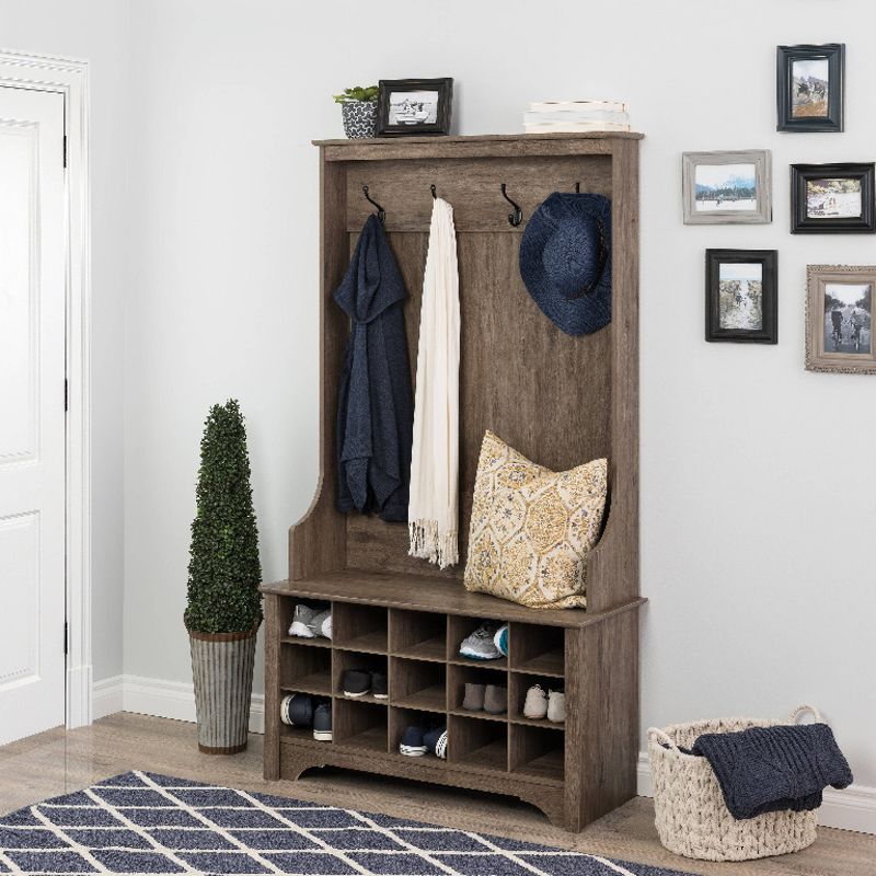 Hall Tree with Shoe Storage Drifted Gray - Prepac, 3 of 11