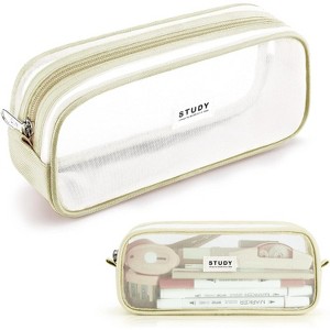 Fmeida Grid Mesh Pencil Case Large Capacity Pencil Case Big Pencil Pouch With Zipper Simple Stationery Bag Black - 1 of 4