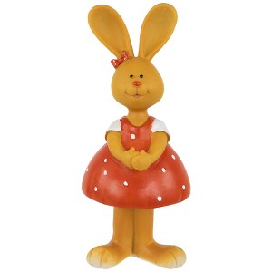 Northlight Bunny Girl in Polka Dot Dress Easter Outdoor Garden Statue - 8" - 1 of 4