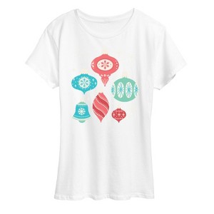 Women's - Instant Message - Vintage Christmas Ornaments Short Sleeve Graphic T-Shirt - 1 of 4
