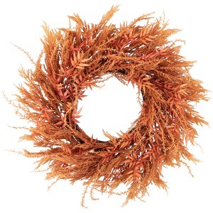 Northlight Peachy Pampas Grass Artificial Fall Harvest Wreath, 24-Inch - Unlit - 1 of 4