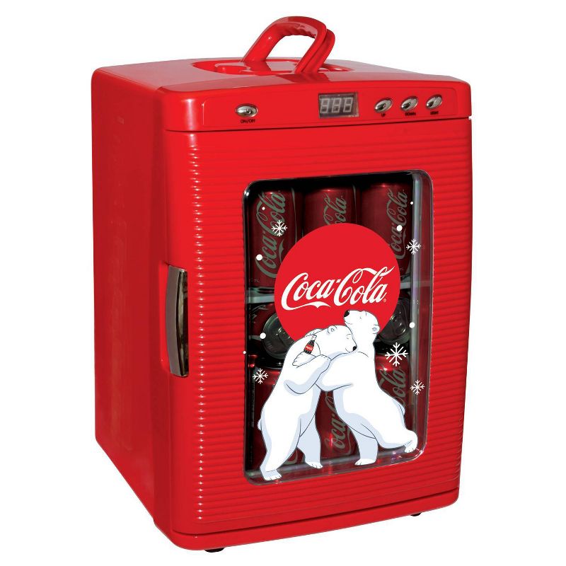 Coca-Cola Polar Bear 28 Can Cooler/Warmer 12V DC 110V AC Mini Fridge - Red, 1 of 4