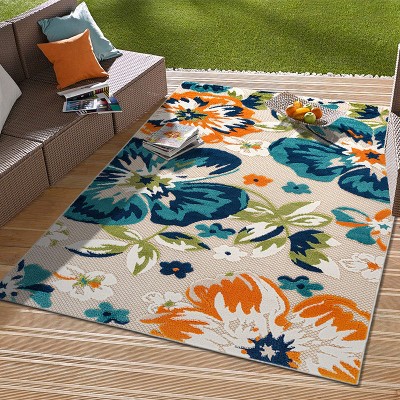 Bergamo Multi Floral 5' x 7' Synthetic Indoor/Outdoor Rug