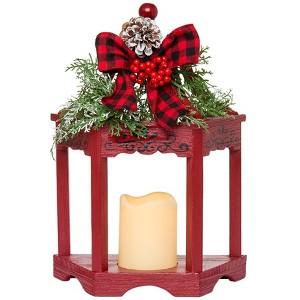 The Lakeside Collection Country Christmas LED Single Lantern - Red - 1 of 2