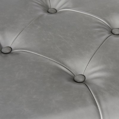 Marcella Gray Tufted Bench with Chrome Legs