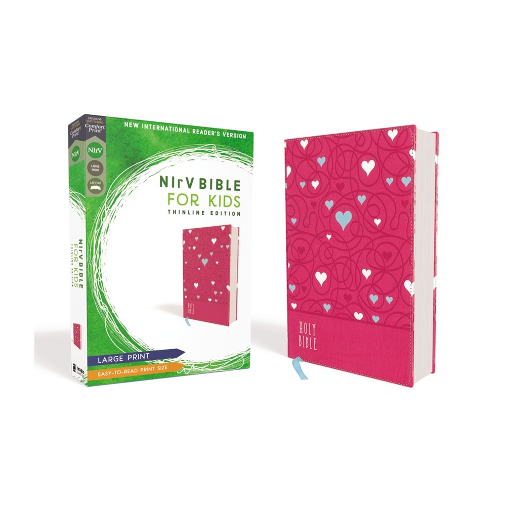 Nirv, Bible for Kids, Large Print, Leathersoft, Pink, Comfort Print - by Zondervan (Leather Bound)