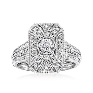 Ross-Simons 0.50 ct. t.w. Diamond Scrollwork Ring in Sterling Silver - 1 of 4