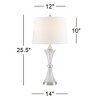 Regency Hill Luca Modern Table Lamps 25 1/2" High Set of 2 Twisted Glass with USB Charging Port White Drum Shade for Bedroom Living Room Office Desk - 4 of 4