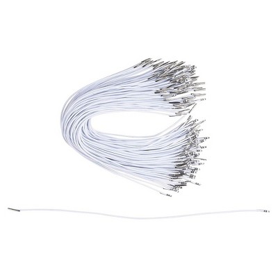 Juvale 2mm Elastic Barbed Cord - 100-Pack Stretch Round String with Silver Dual Metal Barbs, Barbed Fasteners for Mask Making, Hanging, White, 13"