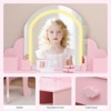 Kids Vanity Table Set with Lighted Mirror & Stool,Makeup Desk with Drawer, Open Storage Shelves,Wooden Princess Dressing Table for Little Girls - 2 of 4