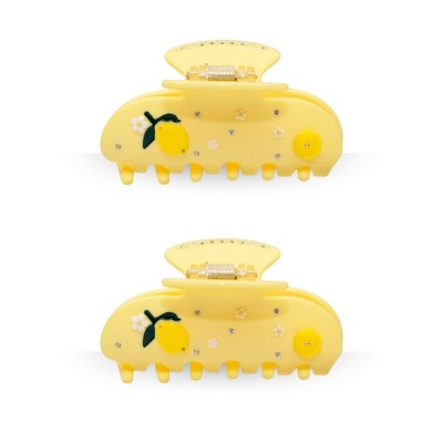 LA Glam Co. Hollywood 3" Claw Clips - All Hair - 2-Pack - Yellow Lemon