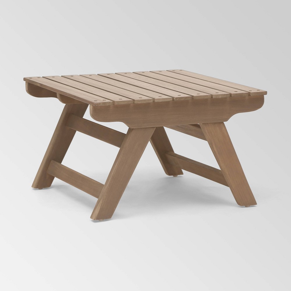 Sedona Acacia Wood Patio Side Table Gray - Christopher Knight Home: Weather-Resistant, Square Shape