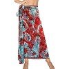 LA LEELA Women's Beach Bikini Swimwear Swim Cover Up Wrap Summer Wraps Swimsuit Beachwear Sarong Coverups Skirts for Women One Size Red,Floral - 2 of 4