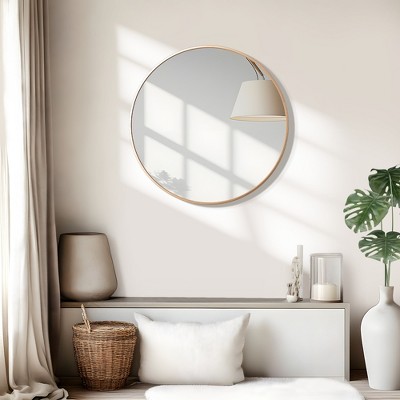 Wooakway Round Metal Decorative Wall Mirror Bathroom Mirror Wall Mount Accent Mirror Wall Decor