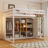 Twin/Full Size Wood Loft Bed with Wardrobe, Colorful Shelves & Cabinet, Reversible Staircase - ModernLuxe - 2 of 4