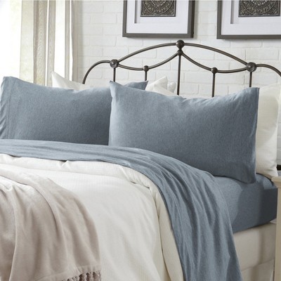 Ultra-Soft Cotton Heathered Melange Jersey Knit Sheet Set - Great Bay Home