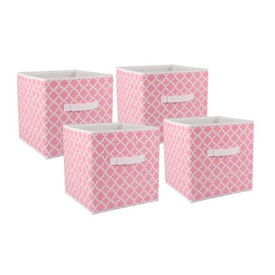 Nonwoven Polyester Cube Lattice Pink Sorbet Square 11x11x11 Set/4