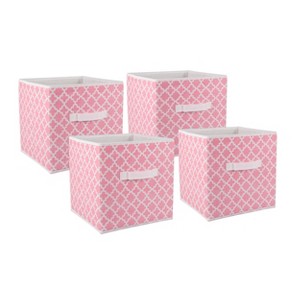 Nonwoven Polyester Cube Lattice Pink Sorbet Square 11x11x11 Set/4 - 1 of 4