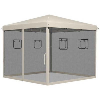 Resenkos Backyard Garden Canopy, Camping Canopy Screen Tent,10' x 10' Pop Up Canopy Tent, Instant Sun Shelter with Netting, Windows and Carry Bag