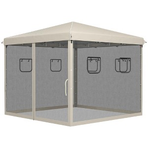 Resenkos Backyard Garden Canopy, Camping Canopy Screen Tent,10' x 10' Pop Up Canopy Tent, Instant Sun Shelter with Netting, Windows and Carry Bag - 1 of 4