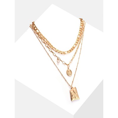 SOHI Women's Gold Everyday Multi-Layer Necklace