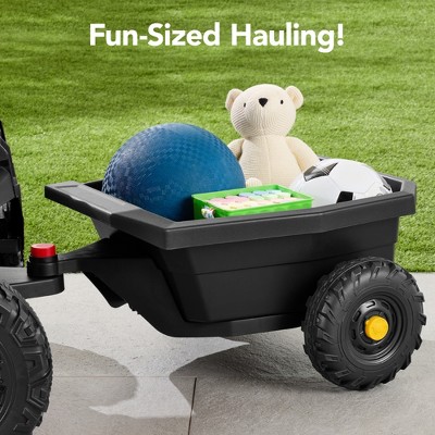 Kids Black 12V Electric Ride-On Car with Trailer and Remote Control