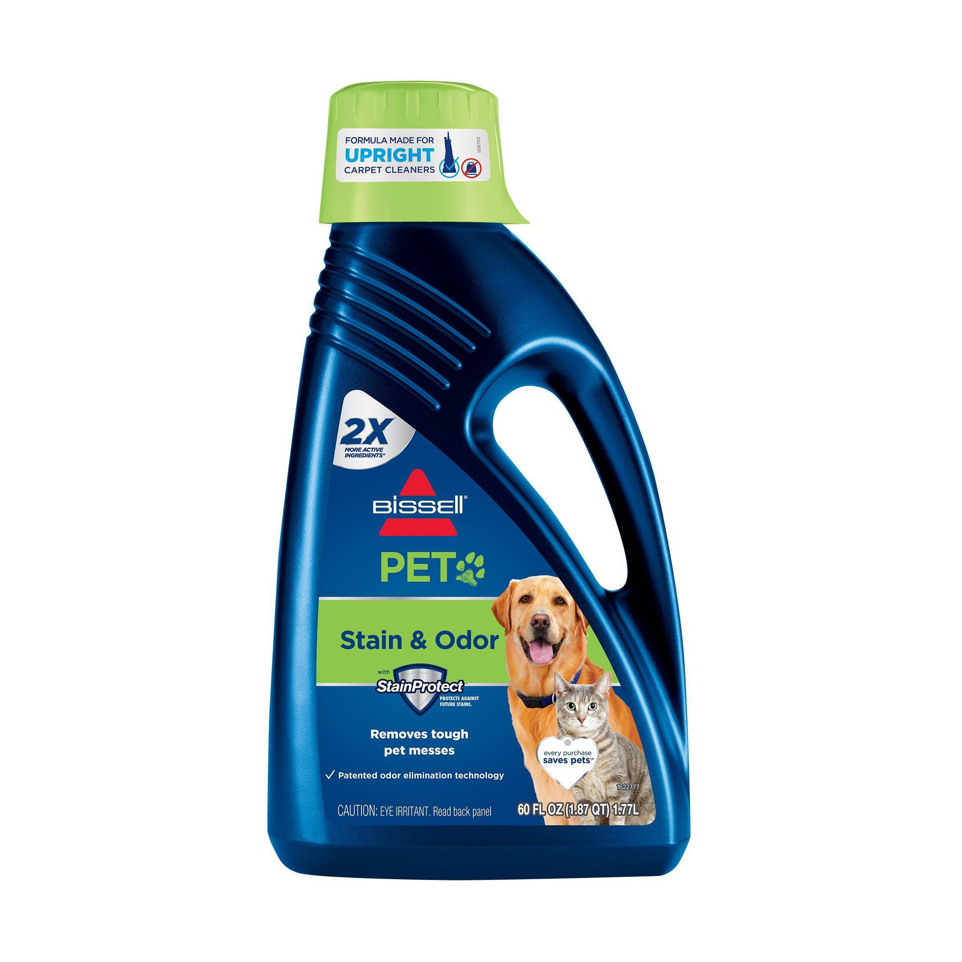BISSELL 2X Pet Stain & Odor 60 fl oz Upright Carpet Cleaner Formula - 99K52: Liquid Solution for Carpets & Upholstery