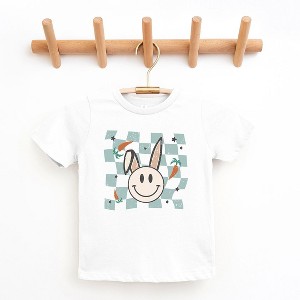The Juniper Shop Checkered Smiley Easter Bunny Youth Short Sleeve Tee - 1 of 2